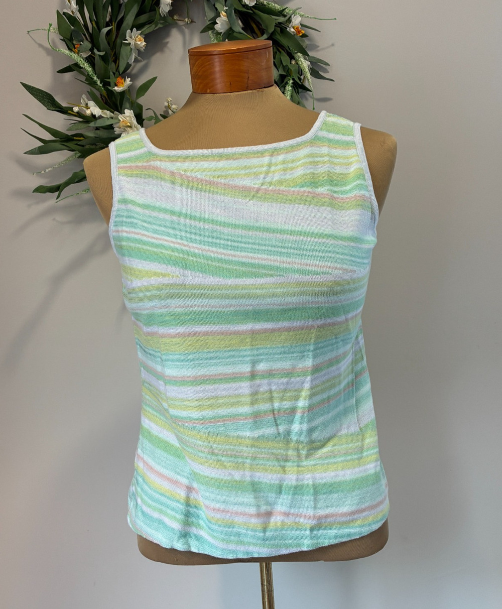 Susan Bristol Vintage 2004 Knit Tank Top Stripe Pastel Multicolor Women, PM